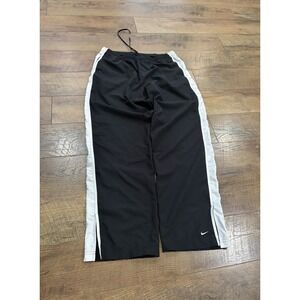 Vintage Y2k Nike Baggy Track Pants Wide Leg Black White Stripe 33x32 Grey Tag